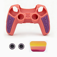 Coque en silicone bicolore avec autocollant pour pavé tactile et poignées pour manettes PS5 – Housse de protection pour accessoires de manette
