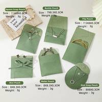 Großhandel Individuelles Logo Grüne Papier-Schmuckbox mit Samtbeutel-Set |   Schmuckbox aus Papier mit Mehrfach-Formbeutel