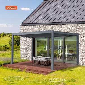 Пергола из алюминиевого сплава OEM 4X6 м для улицы с жалюзи, шторами на молнии или раздвижными стеклянными дверями, с порошковым покрытием, экологически чистая - Product Image 1