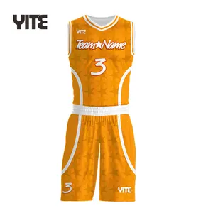 Offre Spéciale jaune et or basket new jersey uniforme avec la conception faite sur commande de basket-ball uniforme