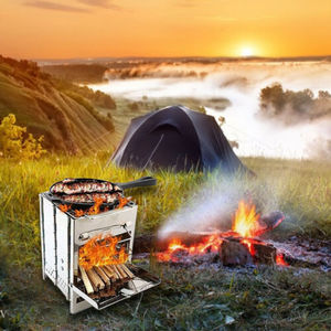 Stufa a <span class=keywords><strong>legna</strong></span> da campeggio quadrata pieghevole portatile in acciaio inossidabile Mini Mult Fuel - Product Image 3