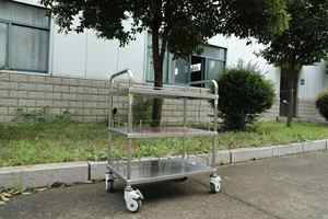 Lichtgewicht Mobiele Drievoudige Medische Roestvrijstalen Medische <span class=keywords><strong>Trolley</strong></span> Zonder Laden 3-laags Instrumentenwagen - Product Image 3