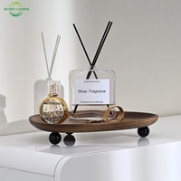 Tasse assiette de rangement bijoux cosmétiques parfum aromathérapie organisateur décoratif couleur noyer clé d'entrée plateau en bois