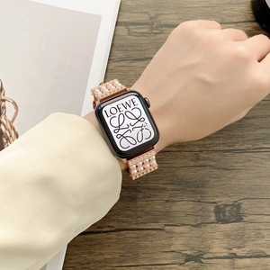 Cinturino in <span class=keywords><strong>pelle</strong></span> + perle di gioielli per la serie IWatch 9 8 7 6 5 4 bracciale per orologio <span class=keywords><strong>Apple</strong></span> <span class=keywords><strong>Watch</strong></span> 40mm 41mm 44mm 45mm 49mm cinturino in <span class=keywords><strong>pelle</strong></span> - Product Image 5