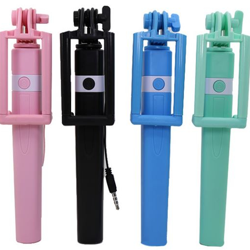 The new private model mini Wire-controlled selfie Stick Folding Hand Blue tooth Selfie Stick