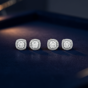 Orecchini in Oro Bianco con Diamanti Taglio Brillante Rotondo Colore G Diamanti Naturali Stile Classico Gioielli da Sposa per Donna - Product Image 2