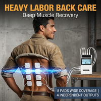 Masseur EMS TENS 4 canaux pour le bas du dos, qualité médicale, 15 modes, 8 électrodes pour le soulagement des douleurs liées au travail physique intensif et à l'arthrite