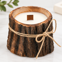 Bougie en cire de soja parfumée au bois rustique avec nœud en jute pour l'aromathérapie et la décoration de la maison, vente en gros