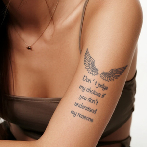 Ali d'angelo citazione tatuaggio temporaneo Semi permanente tatuaggio impermeabile per 2 settimane realistico tatuaggio a base di erbe per il corpo del braccio - Product Image 3