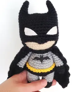 Soft handmade crochet bat boneca legal bat cavaleiro brinquedo amigurumi crochet brinquedo para bebê