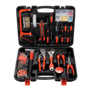 Set alat perangkat keras rumah tangga fungsional, kombinasi peralatan elektrik dan pertukangan, kotak alat portabel perawatan - Product Image 3