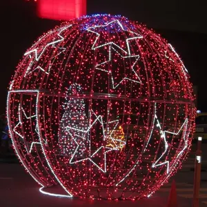 节日圣诞装饰巨型户外新产品3D雕塑发光二极管球拱图案灯