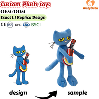 Peluche personnalisée OEM ODM, chat bleu de dessin animé avec guitare, design personnalisé, peluche douce pour enfant, cadeau pour enfant