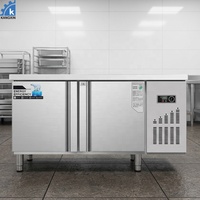 Unter-Kühlschrank-Gefrierkombination aus Edelstahl mit 2 Türen, Arbeitsplatte, Küchen-Arbeitsbank, Kühl-Arbeitsstation
