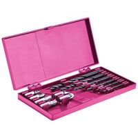 402401 EXTOL CE Approuvé, Perceuse-visseuse sans fil 12V Li-ion 1300mAh rose populaire pour femme avec sac