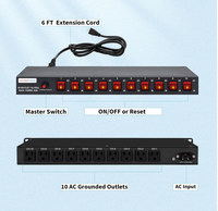 Barre d'alimentation PDU 1U montée en rack avec protection contre les surtensions 1800J, interrupteur à LED individuel, prise de courant pour centre de données