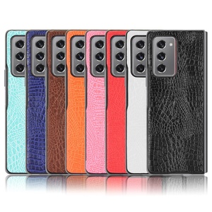 Funda trasera de cuero PU de piel Croco para Samsung <span class=keywords><strong>Galaxy</strong></span> Z <span class=keywords><strong>Fold2</strong></span> 5G 7,6 " / Z Fold3 5G funda trasera dura mate - Product Image 1