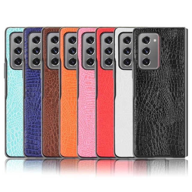 Croco Skin PU Leather Back Cover Phone Case for Samsung Galaxy Z Fold2 5G 7.6" / Z Fold3 5G Hard Matte Back Cover case