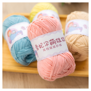 Fil de coton pour bébé à haute ténacité à 4 brins recyclé mélangé pour tricoter et tisser à la main-Artisanat de fil mélangé - Product Image 2