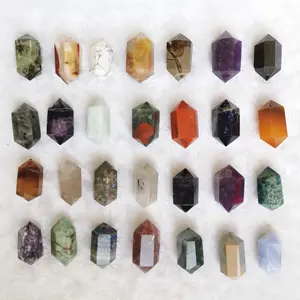 Wholesale Natural Amethyst Crystal Crafts 4 cm Double Terminated Points Wand Tower For Healing