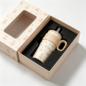 Vaso Térmico Infantil de 14oz, Acero Inoxidable, con Pajita y Asa, para la Escuela, Guardería, Set de Regalo - Product Image 1