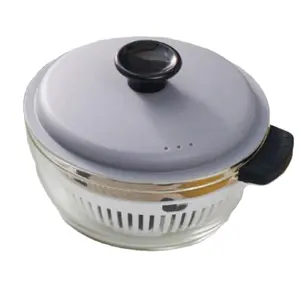 Linuo Heat Resistant Borosilicate Cookware Glass Casserole With Lid Microwave Oven Safe Glass Casserole Top Pot