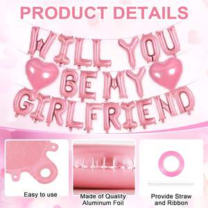 Globo <span class=keywords><strong>de</strong></span> Corazón <span class=keywords><strong>de</strong></span> Papel <span class=keywords><strong>de</strong></span> Aluminio Grueso <span class=keywords><strong>de</strong></span> 16 Pulgadas con <span class=keywords><strong>la</strong></span> Frase '¿QUIERES SER MI NOVIA?' en Color Rosa para el Día <span class=keywords><strong>de</strong></span> San Valentín y Graduación - Product Image 2