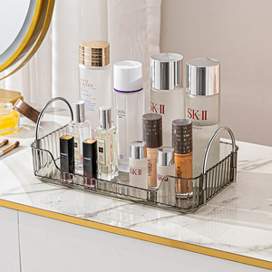 <span class=keywords><strong>Caja</strong></span> de almacenamiento transparente de cosméticos de baño de lujo ligero Mostrador de maquillaje wabi-Sabi bandeja plateada de una sola capa - Product Image 2