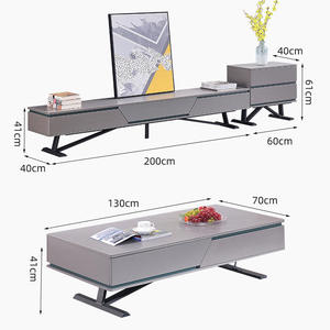 Diseño de muebles de sala de estar, consola de <span class=keywords><strong>TV</strong></span> de mármol gris, Unidad de medios, aparador, juego de mesa de centro - Product Image 4
