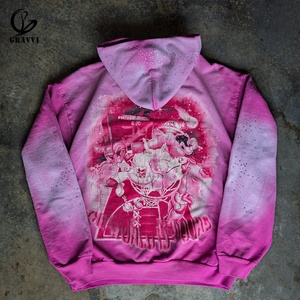 Sweat à capuche surdimensionné personnalisé en molleton épais, dégradé ombré, effet aérographe, strass, streetwear, OEM ODM, marque privée - Product Image 2