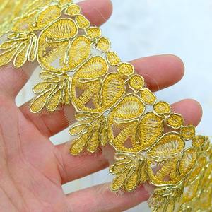 ลูกไม้แห่งชาติราคาถูก5ซม. อุปกรณ์เย็บผ้าแบบทำมือผ้าปักขอบถักสีทองสำหรับชุดเครื่องแต่งกาย - Product Image 3