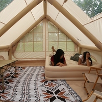 Tente de camping gonflable de 12 mètres carrés, tissu 420D, tube d'air en PVC de 15 cm, deux portes, deux hublots transparents