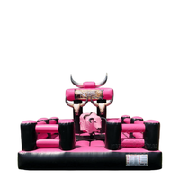 FUN BOUNCE Taureau mécanique gonflable rose en PVC écologique pour usage extérieur
