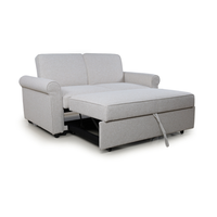 Canapé-lit convertible 2 places en tissu beige clair avec accoudoirs roulés pour salon, chambre, appartement, mobilier de maison