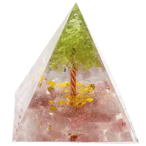 Olivin Baum des Lebens Orgonit Pyramiden Erdbeer quarz für Kristall heilung Positiver Reiki Energie erzeuger