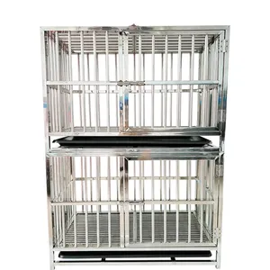 OEM design stainless steel durable xxl large double layers dog cage with wheel