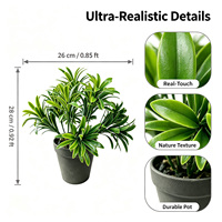 Élégante mini-plante artificielle Podocarpus de 28 cm, verdure mixte en pot pour la décoration intérieure Verde Home
