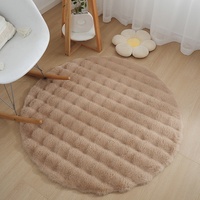 Tapis en fausse fourrure de lapin style crème, velours bulle, fabriqué à la machine, réversible, pour chambre à coucher, chevet, salon, maison