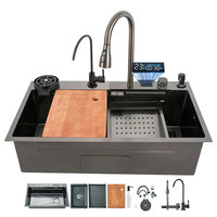 Évier de cuisine moderne en acier inoxydable Flying Rain Waterfall avec robinet extractible