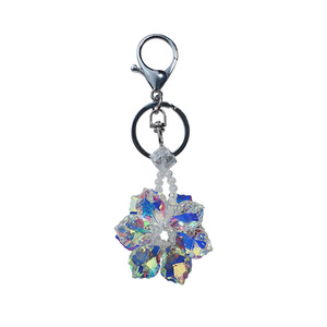Cute Diamond Crystal Snowflake Key Chains Colored Crystal Snowflake Christmas Gift KeyChain Bling for Women Bag Charms Pendant