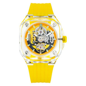 Montre automatique à quartz pour homme, design tendance ODM, luxe, squelette, logo personnalisé, montres mécaniques carrées ajourées OEM - Product Image 5