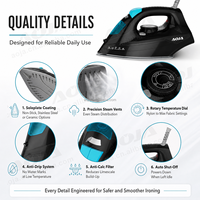 Fer à vapeur électrique portable professionnel pour le soin des vêtements, appareil ménager, puissant, réglable et continu