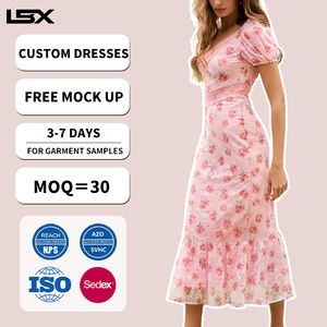 Vestidos de Verano de Lujo para Mujer, Estilo Midi, de Manga Corta, con Falda de Lino y Algodón, con Logotipo Personalizado, Elegantes y Estilosos para Fiestas Nocturnas - Product Image 2