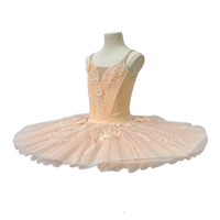 Tutu de ballet professionnel pour enfants, rose pêche, polyester/rayonne avec appliques en dentelle et strass pour la performance du Casse-Noisette Fitdance