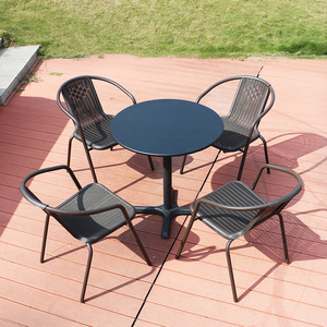Juego de Muebles de Jardín de Metal de 5 Piezas, Resistentes al Agua, Mesa Redonda de Hierro Forjado, para Café y Comedor, Venta Caliente, Fabricación Profesional OEM - Product Image 4