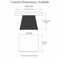 Table d'appoint carrée moderne en acier avec plateau blanc et base de piédestal foncée, options de couleur personnalisées pour la maison, le bureau et la chambre