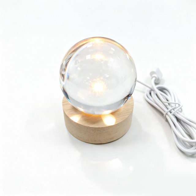 YHS Exquisite 3D Laser Engraved Decor Fine Custom Laser Marking LED Crystal Ball for Photo & Text Customized Gift