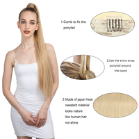 SARLA Extensions de cheveux synthétiques longues et droites de 32 pouces, à clipser, postiche queue de cheval pour femmes blanches