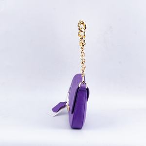 Borsa a tracolla in pelle di ciottoli <span class=keywords><strong>viola</strong></span> di lusso-elegante borsa rettangolare con chiusura semicircolare e tracolla in oro, servizi OEM & ODM - Product Image 2