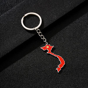 Color dorado de lujo estilo étnico aleación monedero llavero Vietnam mapa bandera colgante al por mayor - Product Image 3